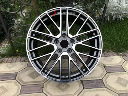 We manufacture premium quality forged wheels rims for PORSCHE 911 in any design, size, color. Wheels size: Front: 22 x 10 ET 48 Rear: 22 x 11.5 ET 61 PCD: 5 x 130 CB: 71.6 Forged wheels can be produced in any wheel specs by your inquiries and we can provide our specs Compared to standard alloy cast wheels, forged wheels have the highest strength-to-weight ratio; they are 20-25% lighter while maintaining the same load factor. Finish: brushed, polished, chrome, two colors, matte, satin, gloss