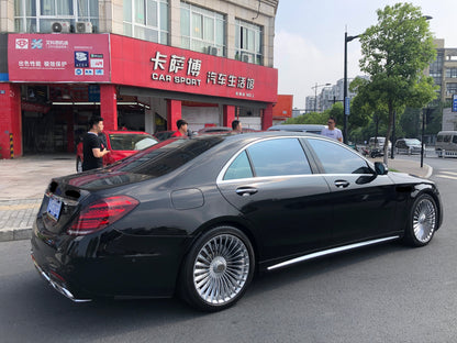 We produced premium quality forged wheels rims for  MERCEDES BENZ S CLASS W222  Our wheels sizes:   Front 22 x 9 ET 31  Rear 22 x 10 ET 35  Finishing: Chrome  Forged wheels can be produced in any wheel specs by your inquiries and we can provide our specs