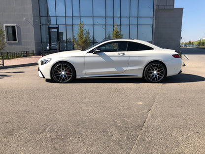 We produced premium quality forged wheels rims for  MERCEDES BENZ S CLASS COUPE S63 COUPE  Our wheels sizes:   Front 20 x 8.5 ET 39  Rear 20 x 9.5 ET 39  Finishing: Machined Face  Forged wheels can be produced in any wheel specs by your inquiries and we can provide our specs